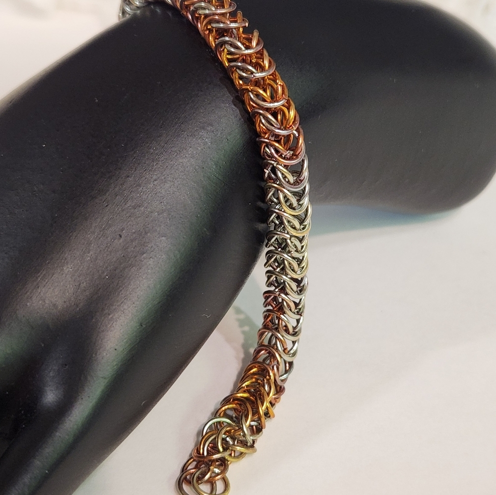 Genuine 999 Solid Bronze Patina Handmade  Wireworked Byzantine Rope Bracelet